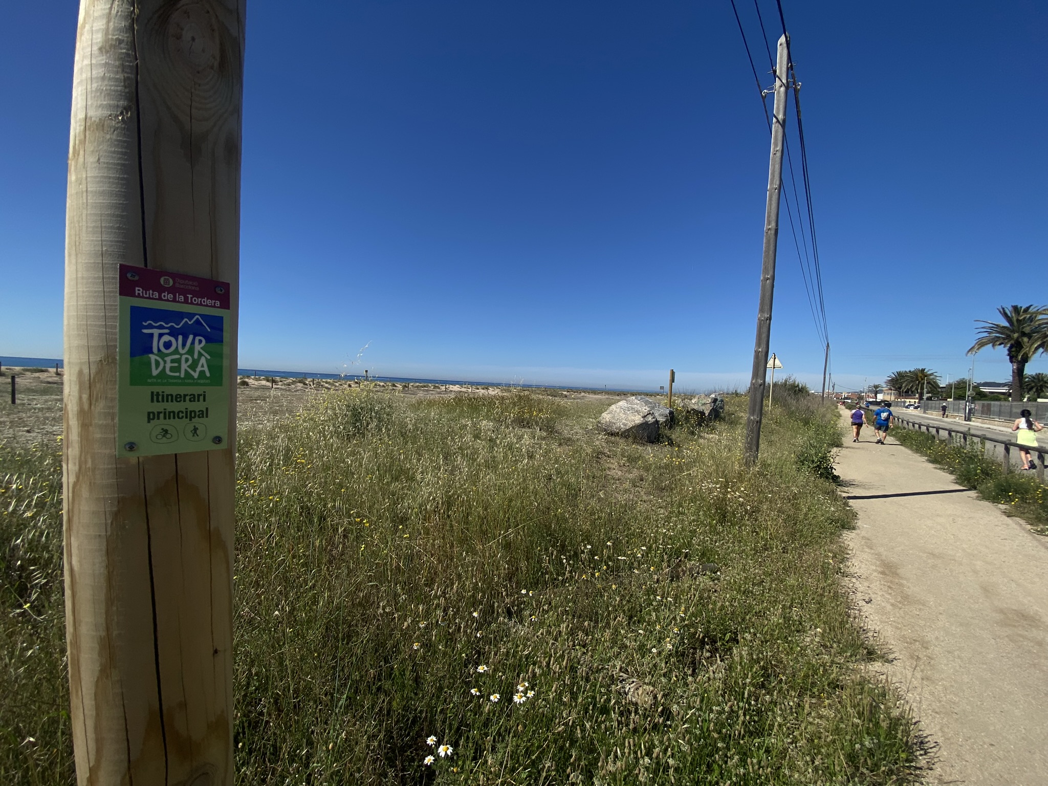 Foto: Tourdera. Identifikationsplakette des Produkts Tourdera, die die Orientierung auf der Route am Camí de la Pomareda stärkt.