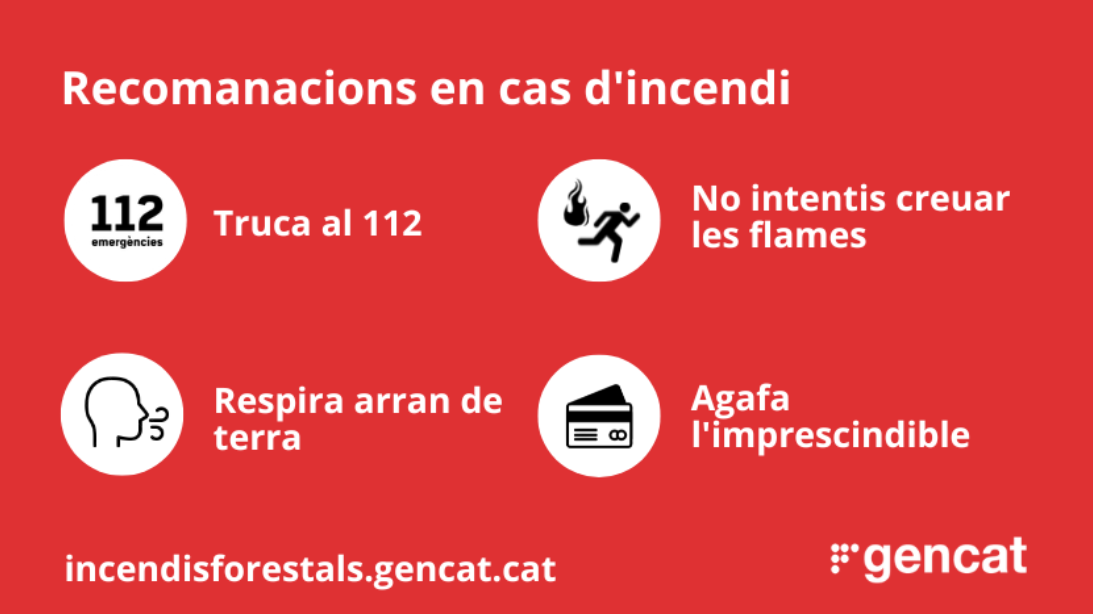 Recomanacions en cas d'incendis forestals