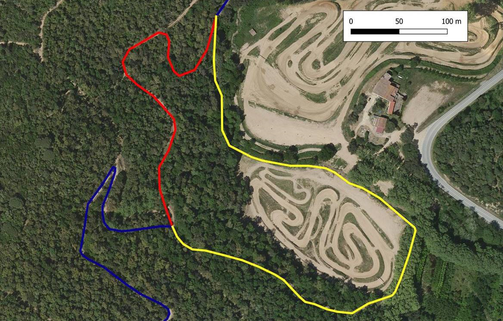 Bild der Routenänderung im Parc Motor Vallgorguina.
