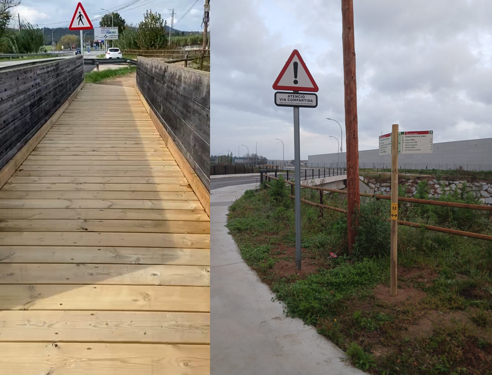 Actuacions a Tordera: millora de passera (dreta) i millora de la senyalitzaciÃ³ (dreta)