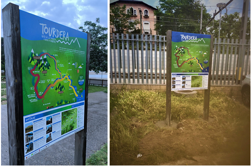 Foto: Stadtverwaltung Hostalric. Verlegung der Tafel vom Sportgebiet zum Bahnhof.