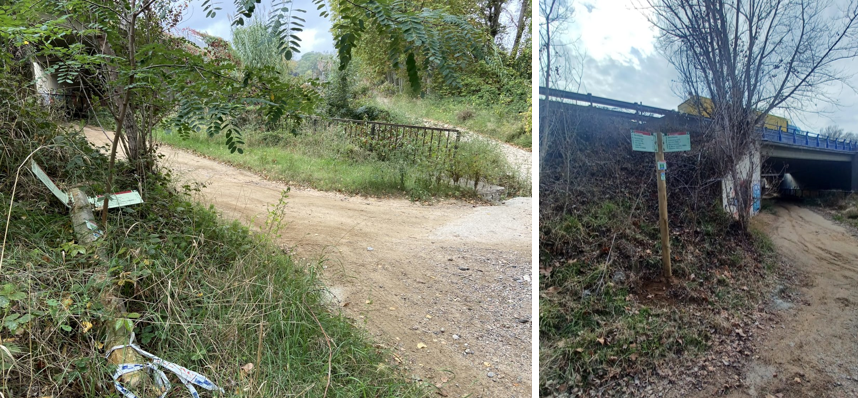 Foto: Tourdera. Ersetzung eines Beschilderungsträgers in Sant Celoni.