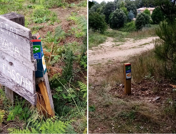 Foto: Tourdera. Ersetzung der Beschilderung in der Gemeinde Arbúcies.